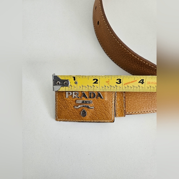 Prada Logo Solid Leather Belt 85/34 - Picture 7 of 9